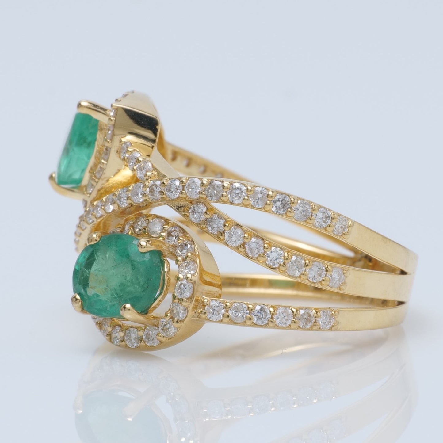Double Emerald Diamond Ring