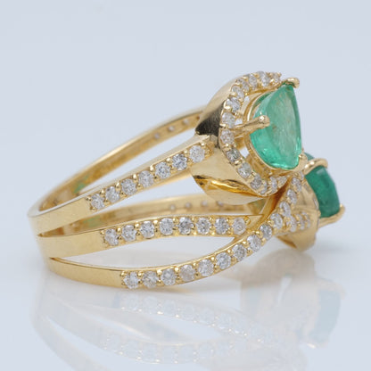 Double Emerald Diamond Ring