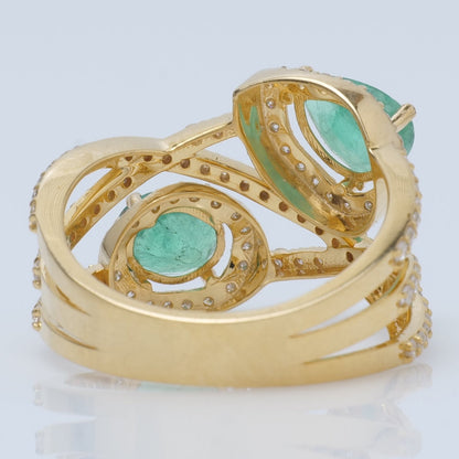 Double Emerald Diamond Ring