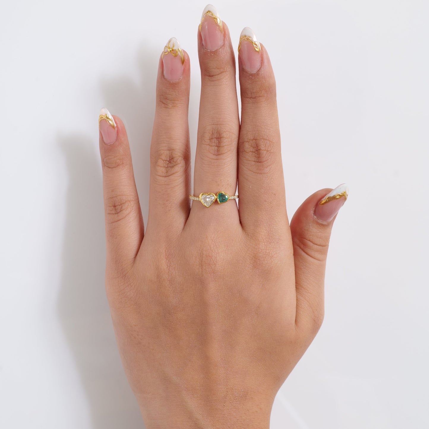 Heart Diamond Natural Emerald Ring