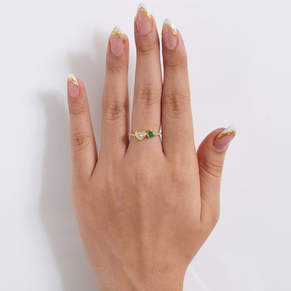 Heart Diamond Natural Emerald Ring