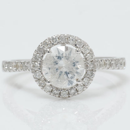 Round Halo Solitaire Diamond Ring