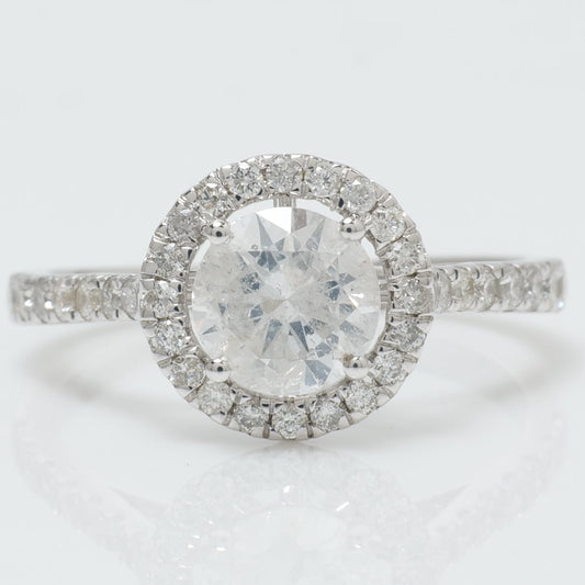 Round Halo Solitaire Diamond Ring