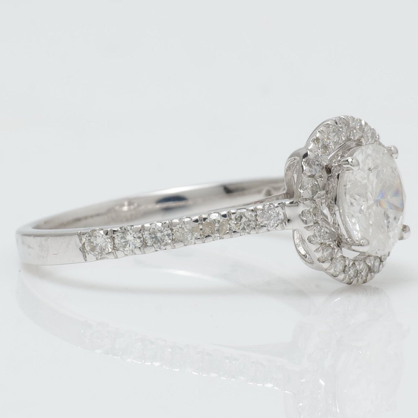 Round Halo Solitaire Diamond Ring