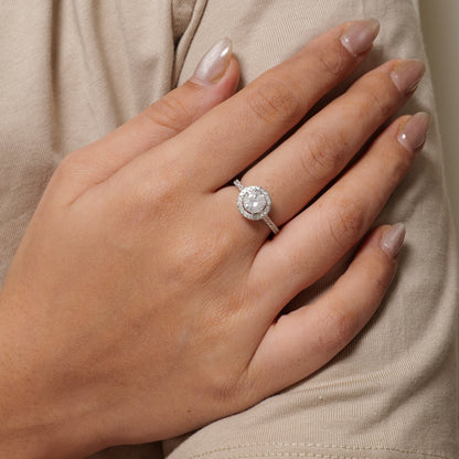 Round Halo Solitaire Diamond Ring