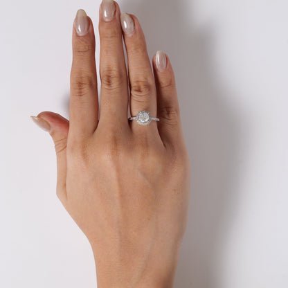 Round Halo Solitaire Diamond Ring