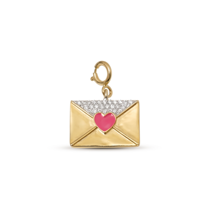 Natural Diamond Envelope Heart Charm in 14K Solid Gold