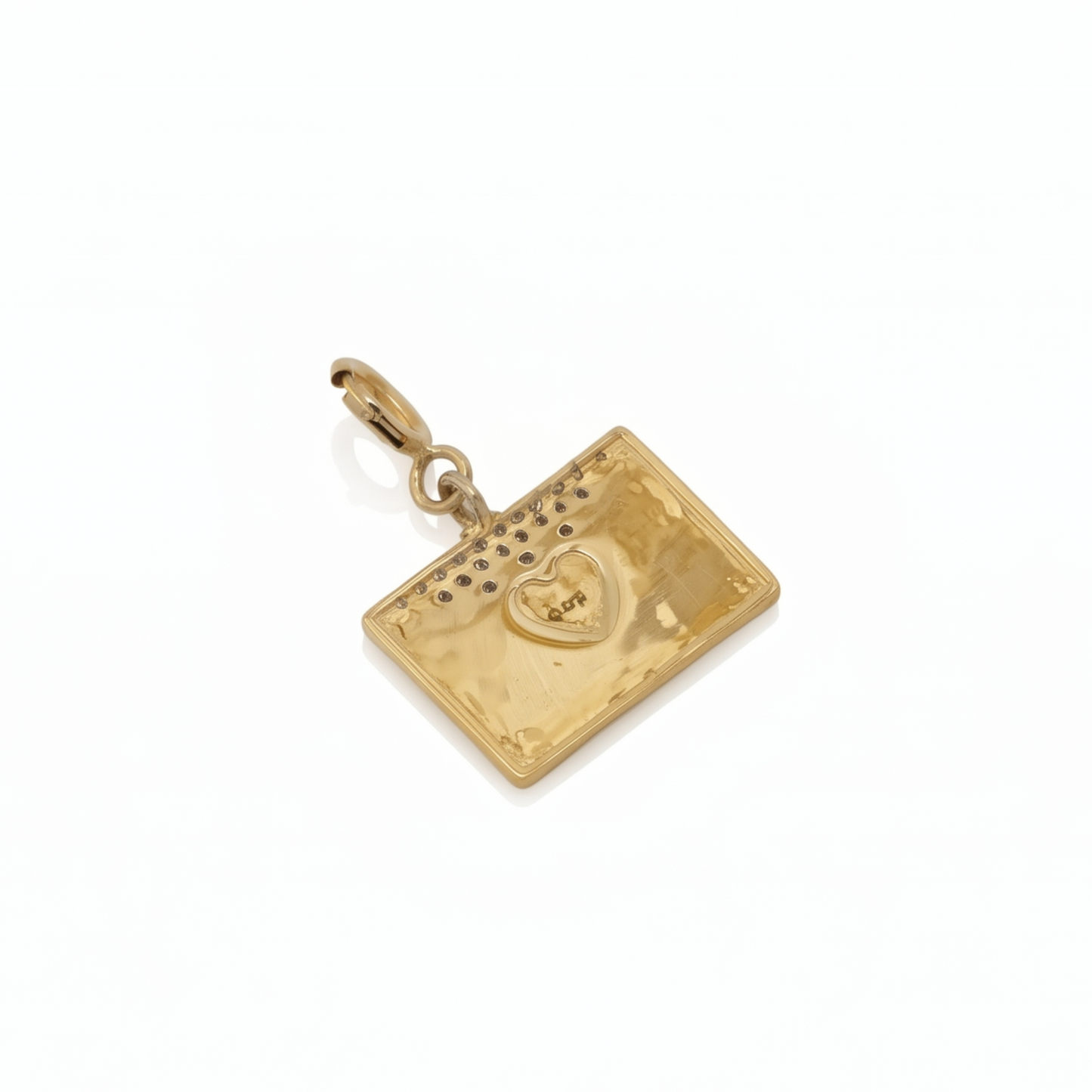 Natural Diamond Envelope Heart Charm in 14K Solid Gold