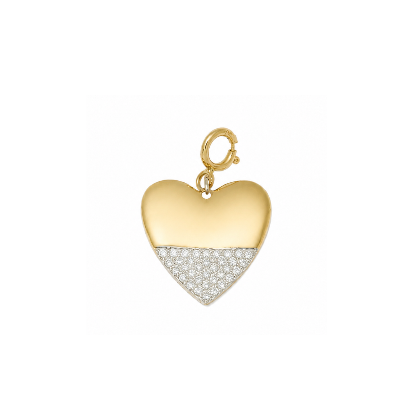 Natural Diamond Heart Charm Pendant in 14K Solid Gold