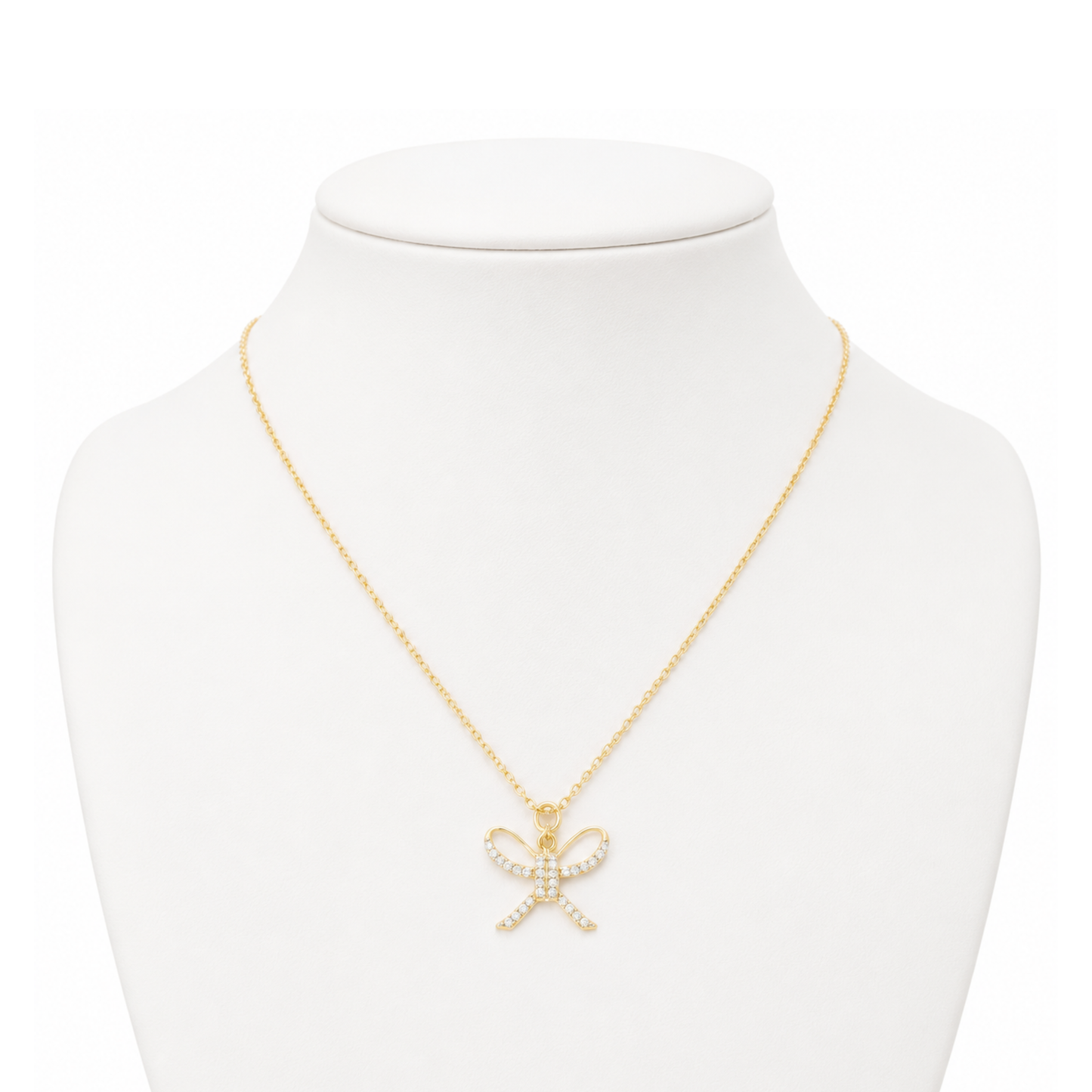 Natural Diamond Bow Charm Pendant in 14K Solid Gold