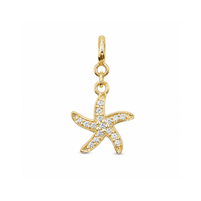Natural Diamond Starfish Charm Pendant in 14K Solid Gold
