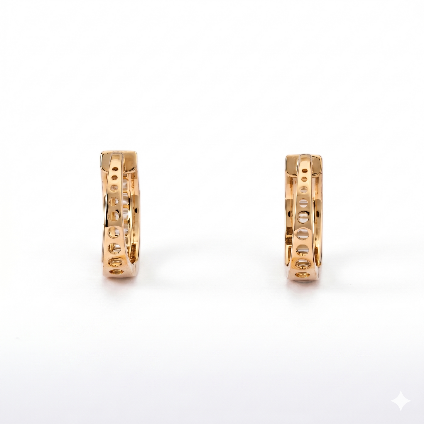 Baguette and Round Natural Diamond Hoop Earrings — E00928