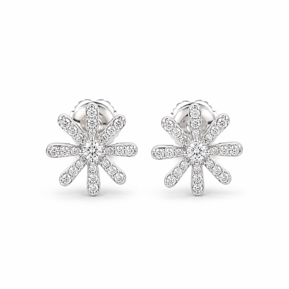 Kids Snowflake Diamond Stud Earrings