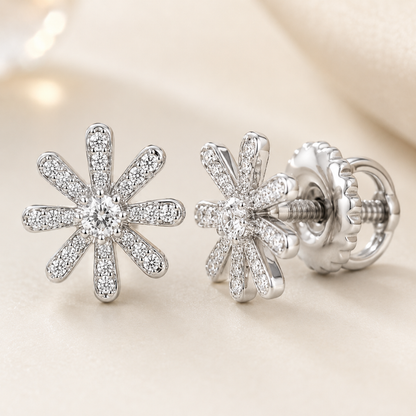Kids Snowflake Diamond Stud Earrings