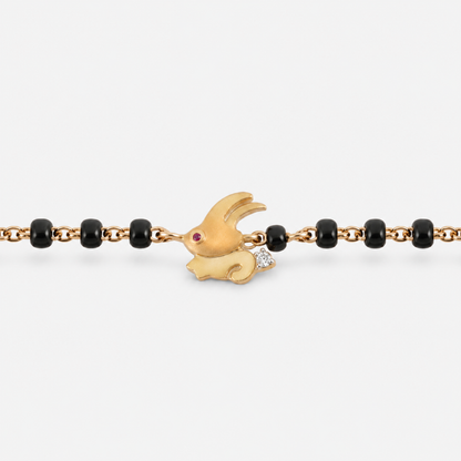 Diamond detail on bunny charm — 14k gold kids nazariya diamond bracelet with natural diamonds