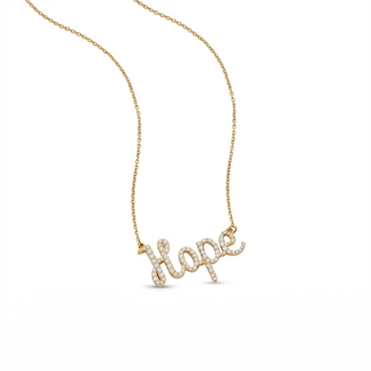 Hope Script Diamond Necklace