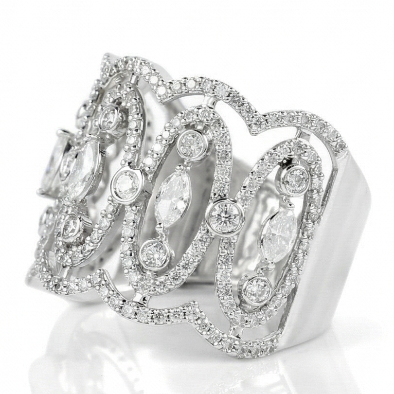 Marquise Wide Diamond Band Ring