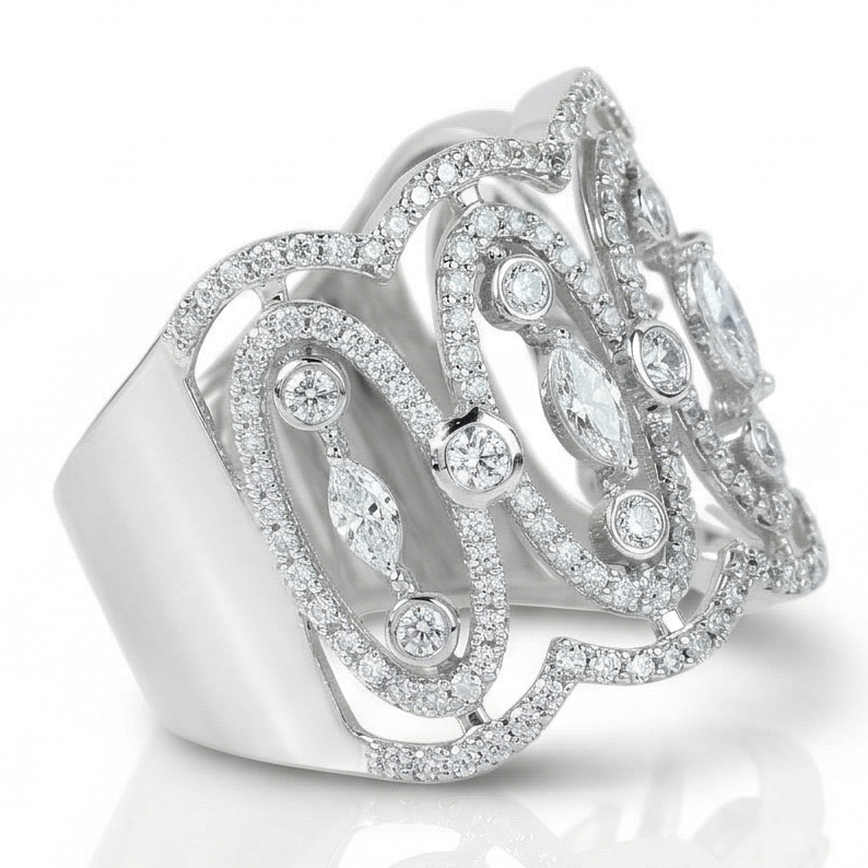 Marquise Wide Diamond Band Ring