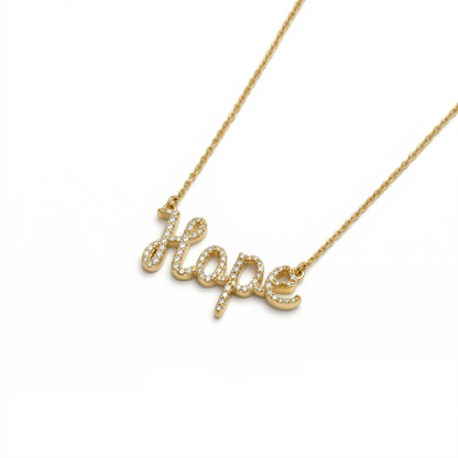 Hope Script Diamond Necklace