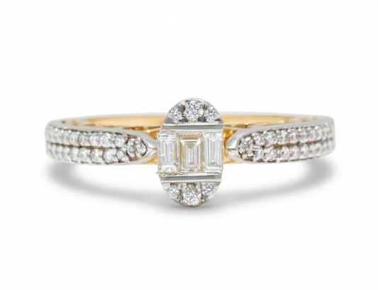 Oval Cluster Natural Diamond Ring