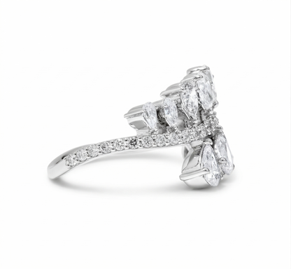 Leaf Cluster Pear Natural Diamond Ring