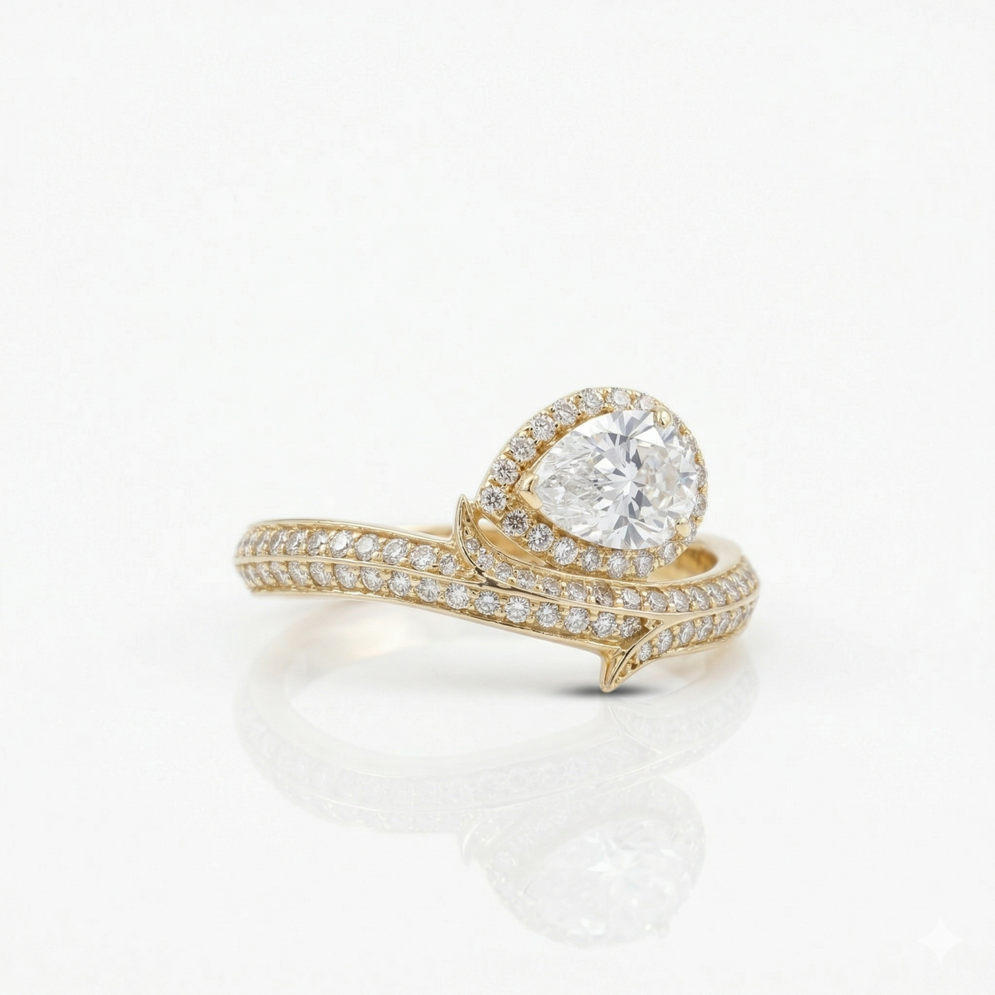 Pear Halo Natural Diamond Ring