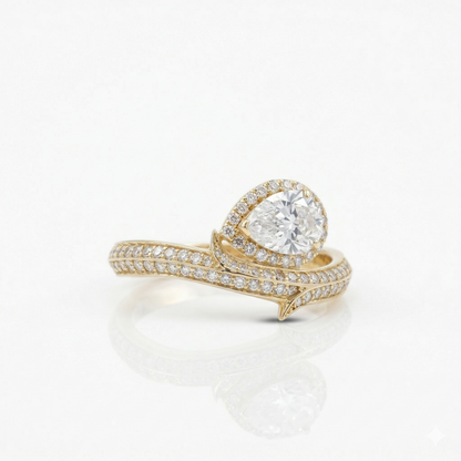 Pear Halo Natural Diamond Ring