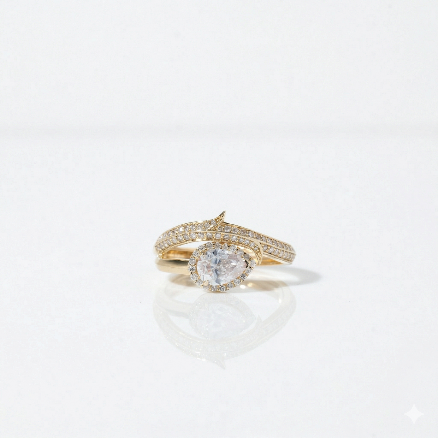 Pear Halo Natural Diamond Ring