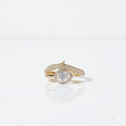 Pear Halo Natural Diamond Ring