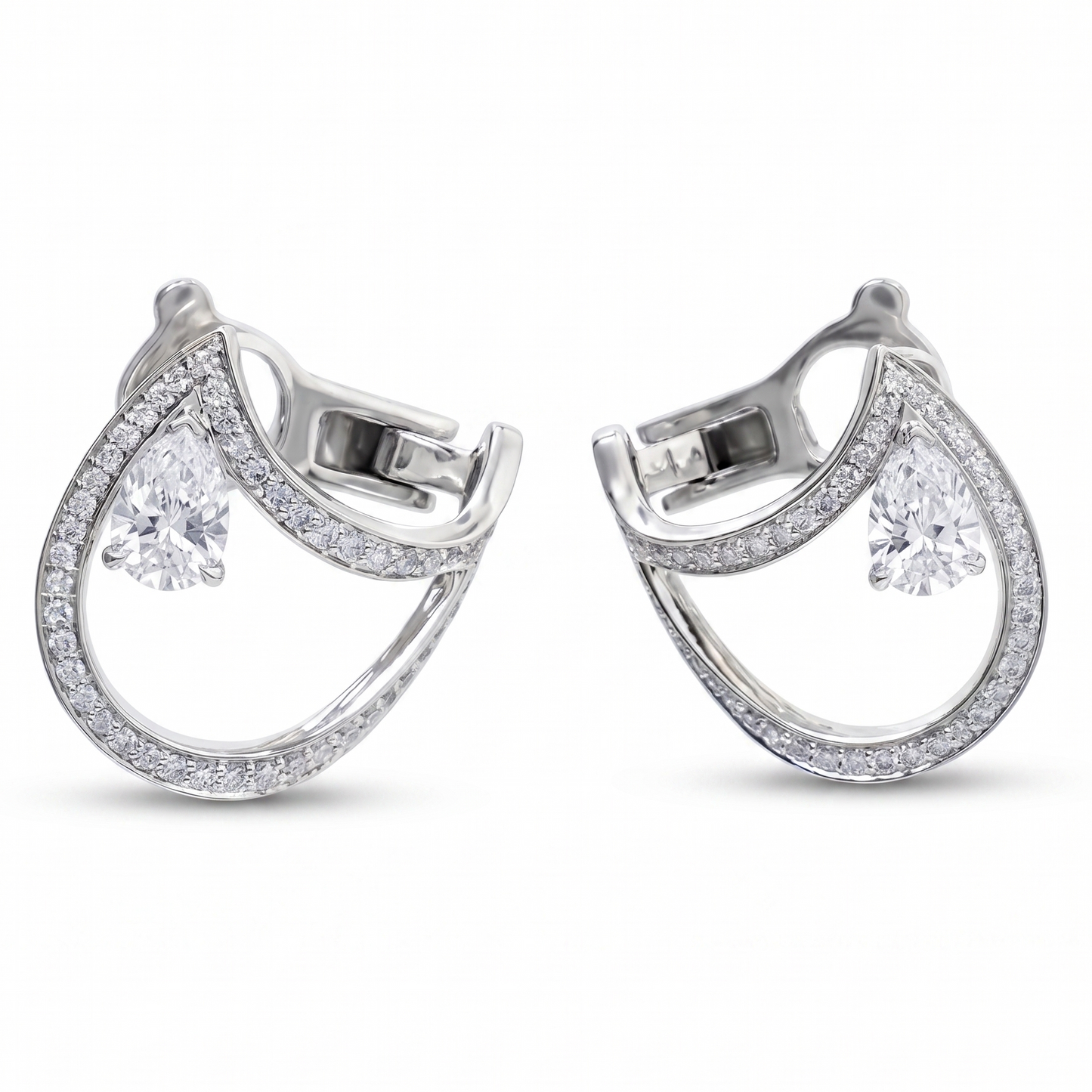 Pear Diamond Huggie Hoop Earrings