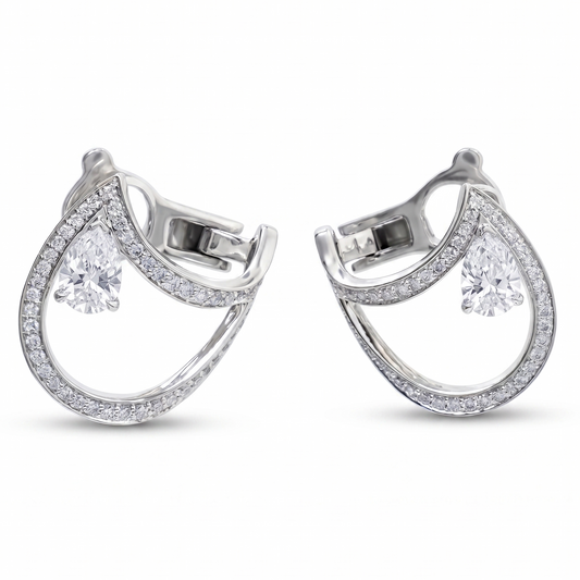 Pear Diamond Huggie Hoop Earrings