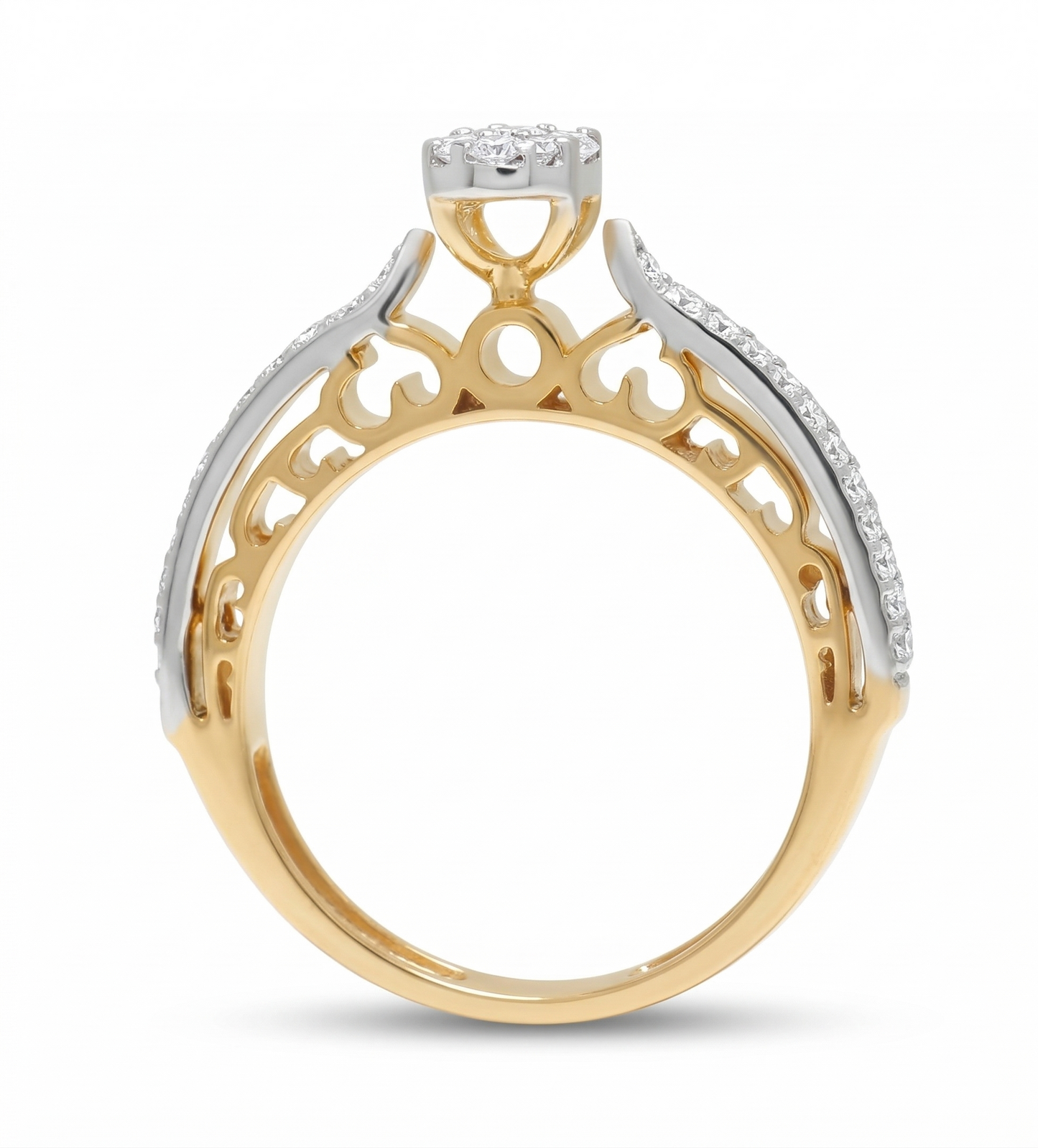 Oval Cluster Natural Diamond Ring