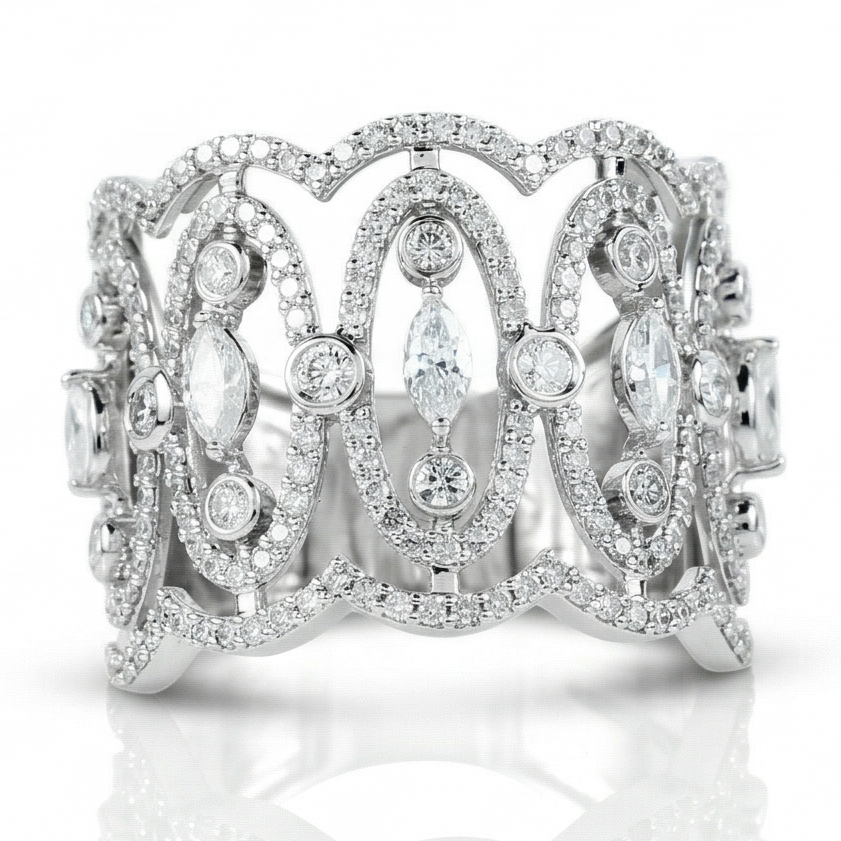 Marquise Wide Diamond Band Ring