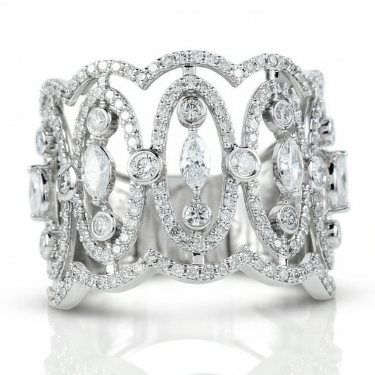Marquise Wide Diamond Band Ring