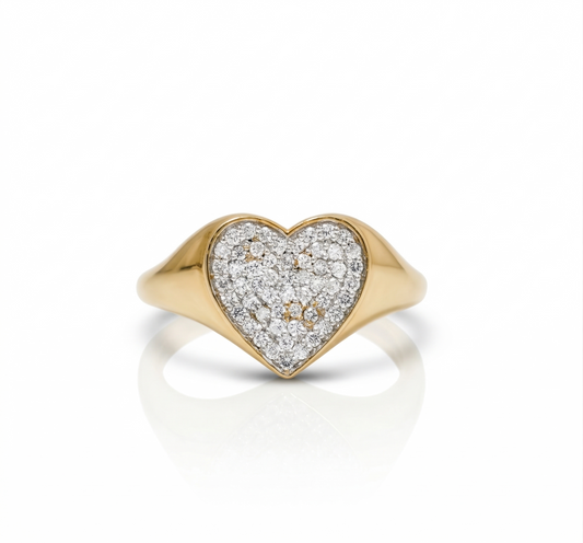 Heart Signet Diamond Ring
