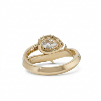 Pear Halo Natural Diamond Ring