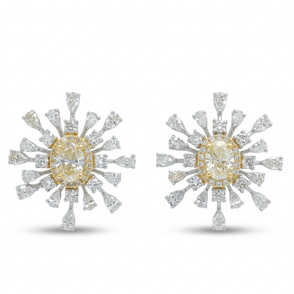 Oval Diamond Sunburst Stud Earrings