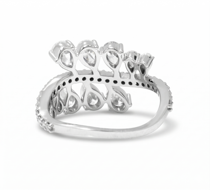 Leaf Cluster Pear Natural Diamond Ring