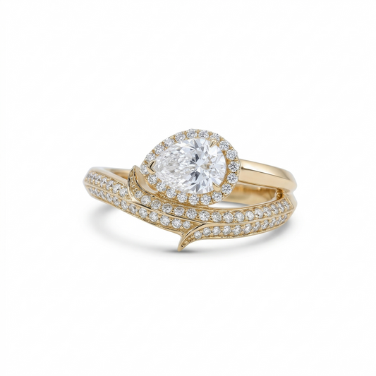 Pear Halo Natural Diamond Ring
