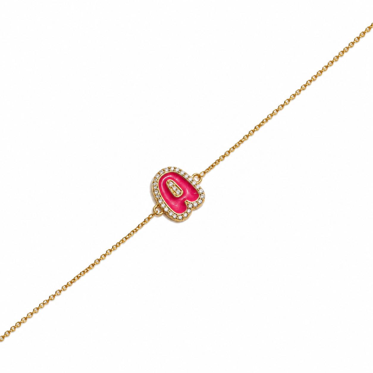Diamond Halo Enamel Initial Bracelet - ILBR2041