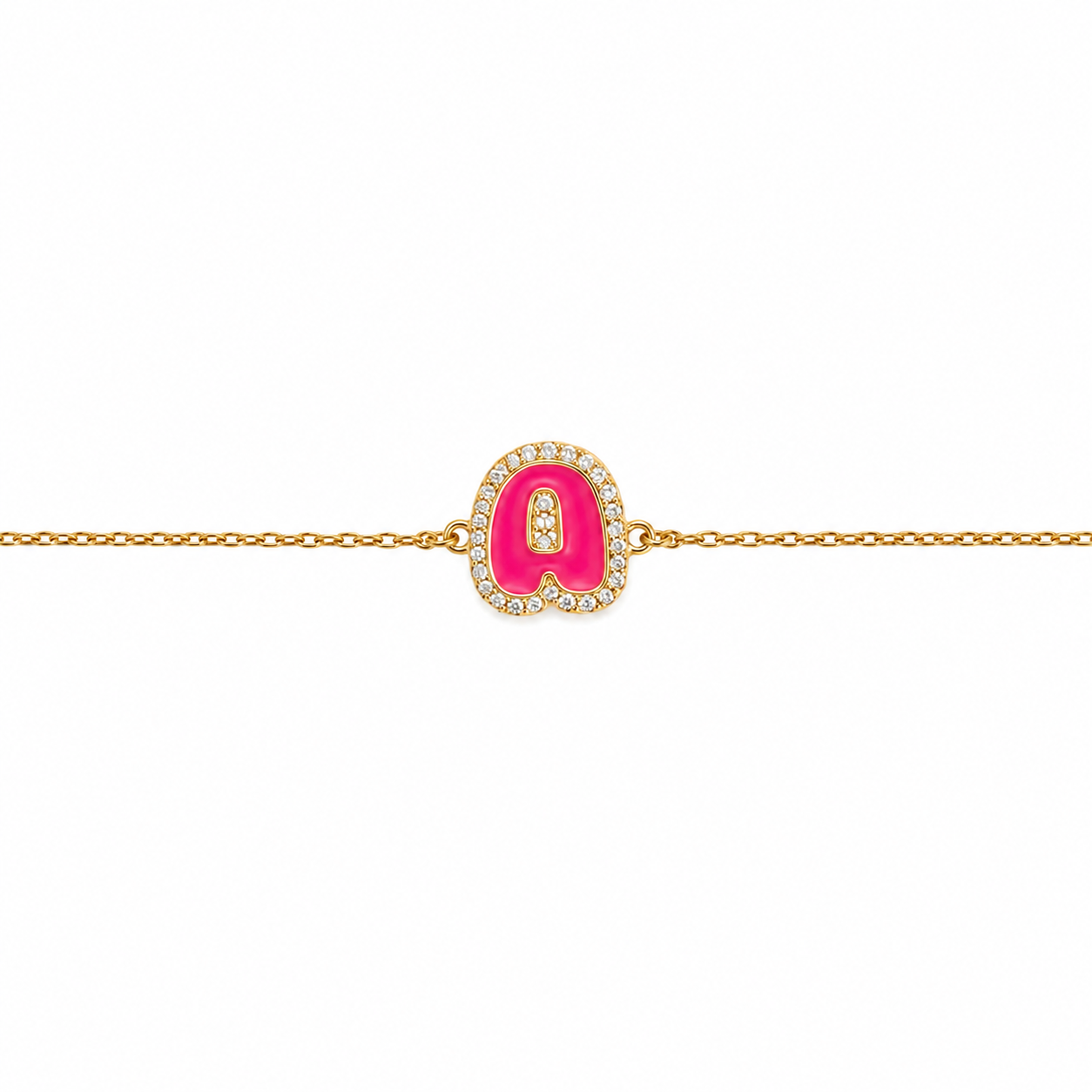 Diamond Halo Enamel Initial Bracelet - ILBR2041