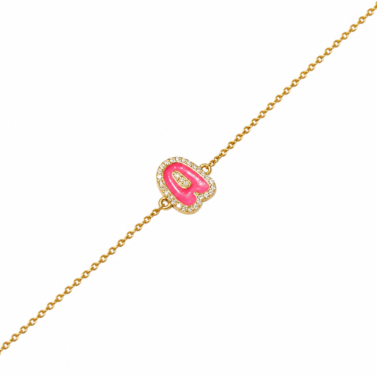 Diamond Halo Enamel Initial Bracelet - ILBR2041