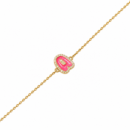 Diamond Halo Enamel Initial Bracelet - ILBR2041