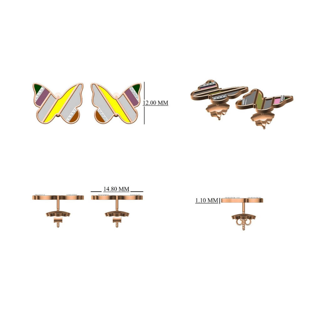 Kids Butterfly Diamond Stud Earrings