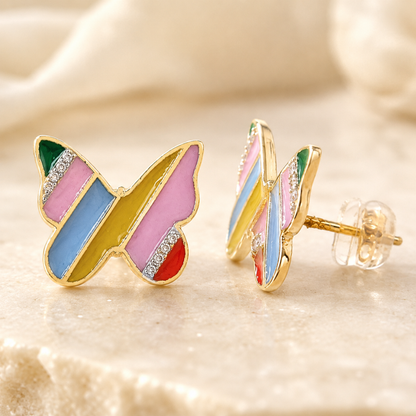 Kids Butterfly Diamond Stud Earrings