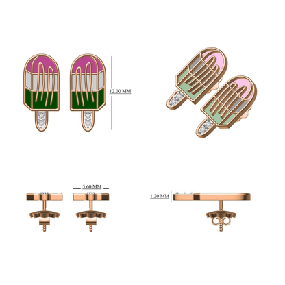 Kids Ice Cream Candy Diamond Stud Earrings
