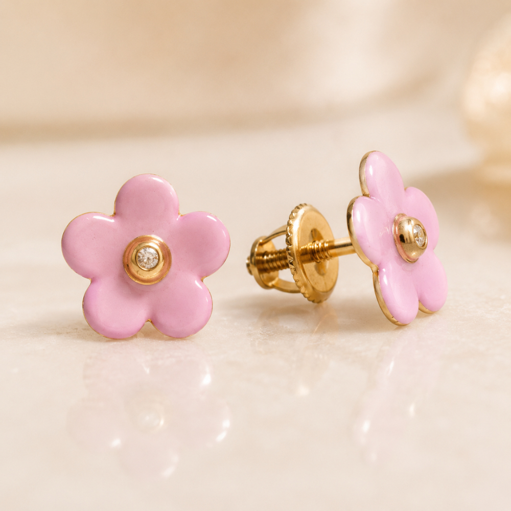Diamond Flower Kids Earrings