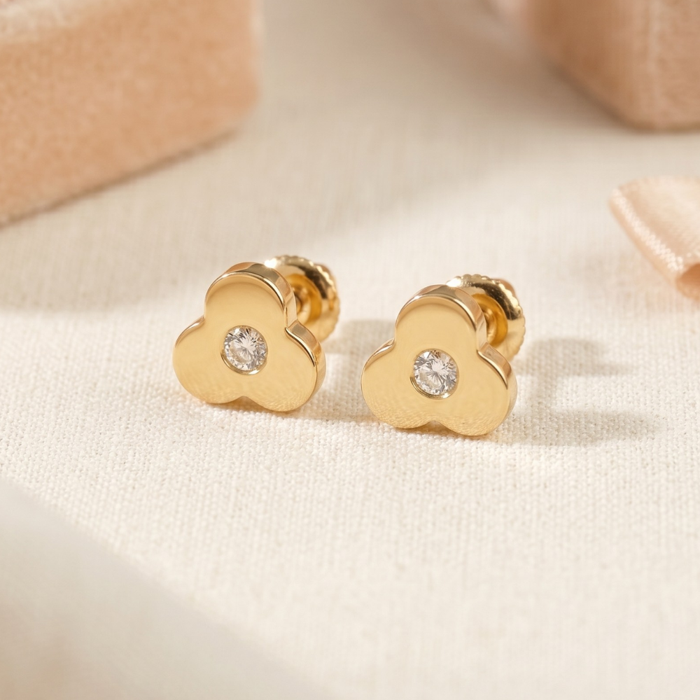 Kids Blossom Diamond Stud Earrings