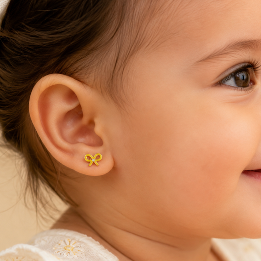 Kids Bowknot Diamond Stud Earrings