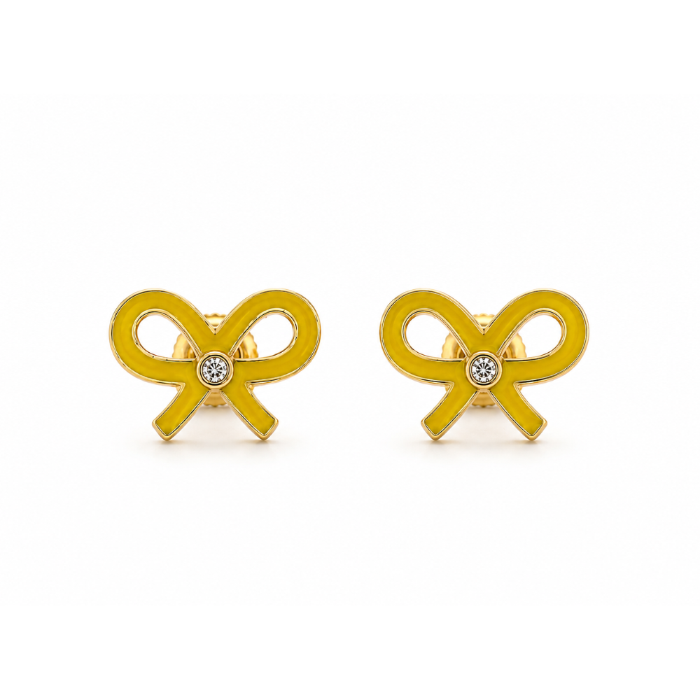 Kids Bowknot Diamond Stud Earrings